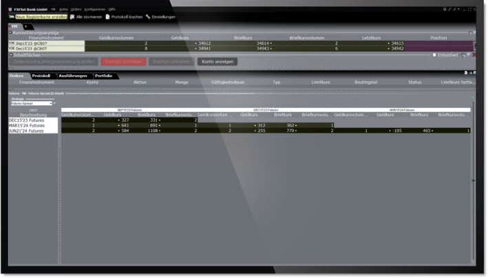 The SpreadTrader trading tool in Trader Workstation for futures spreads..