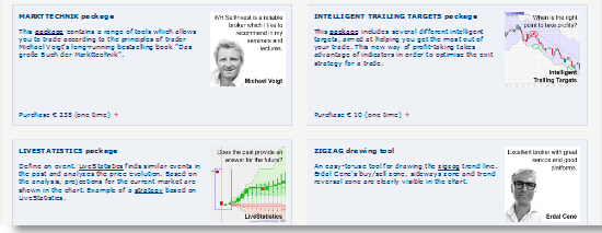 Des traders célèbres proposent leurs stratégies et outils de trading dans la boutique de trading.